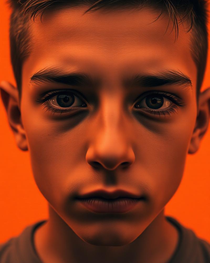 Closeup portrait of a young person looking straight into the camera